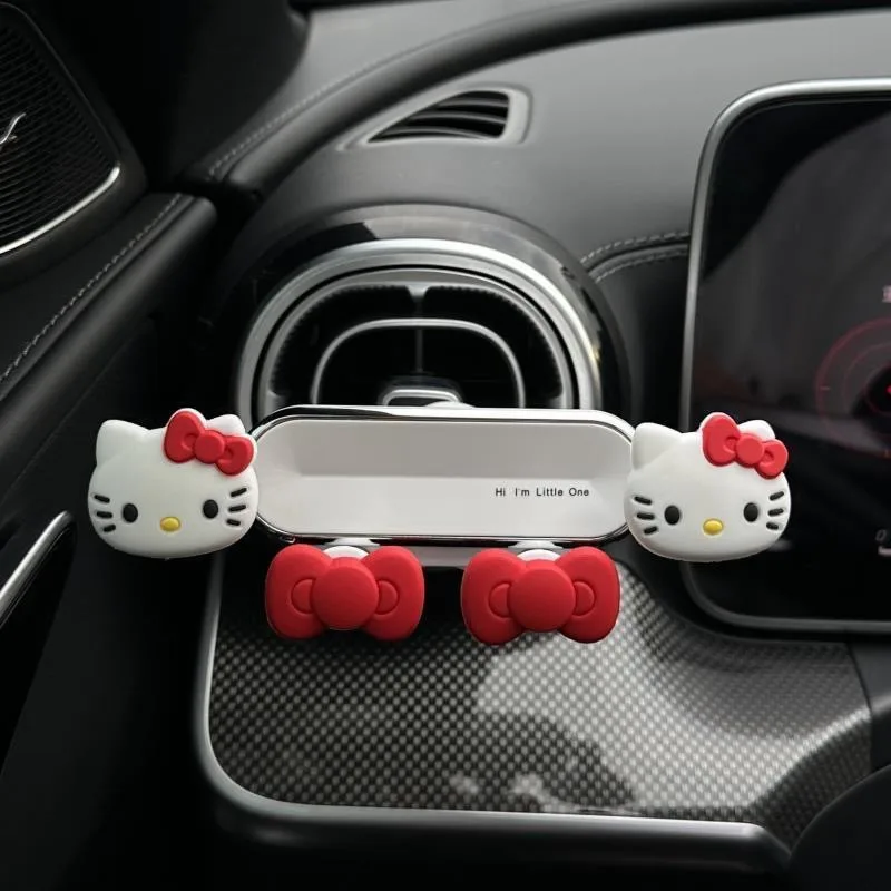 柒💕kt貓車載手機支架導航可愛車內出風口裝飾大全汽車固定支撐架