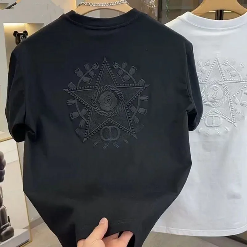 88💕美式夏季重工刺繡純棉百搭男生短袖上衣